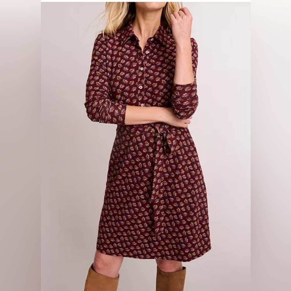 UNTUCKit Burgundy Patterned Long Sleeve Dress
